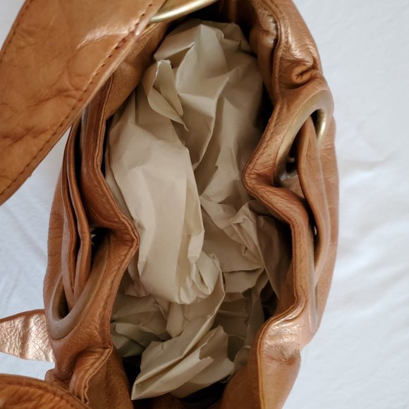 Kooba Mini Purse clutch Handbag painted Gold Metallic bronze beige brown glitter - Picture 4 of 5